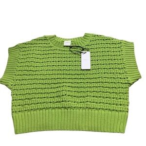 Barley NWT Green Knit Sweater short sleeve